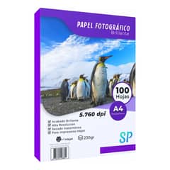 GENERICO - Papel Fotográfico Glossy 230 g A4 X 100 Hojas Alto Brillo