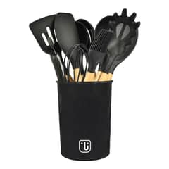SIMPLIT - Set 12 Utensilios De Cocina Silicona Negro