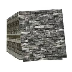 CRUSEC - Pack 10 Lamina Papel Mural Autoadhesivo 3D Ladrillo Gris