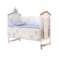 LUBABYCAS - Cuna Colecho Madera Con Mudador Mosquitero Azul