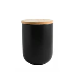 SIMPLIT - Contenedor de Cerámica Hermético Tapa Madera M Negro - Negro