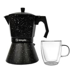 SIMPLIT - Pack Cafetera Italiana 12 Tazas + Taza Doble Pared 350 ml