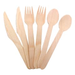 GENERICO - Cubiertos Desechables Madera Tenedor Cuchillo Cuchara Ecológico