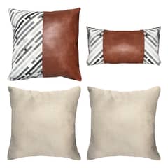 ELIZABETH PEPER - Pack 4 Cojines Decorativos EcoCuero Negro Cafe 45x45
