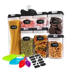 CHEFCHOICE - Set 7 Contenedores Super Hermeticos Envases Acrilicos Cocina Negro