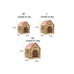 GENERICO - Casa de Melamina Facil Armado Para Perros Talla M 52x37x51cm