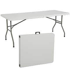 IGPRO - Mesa Plegable 180x75x74cm Tipo Maleta Blanca