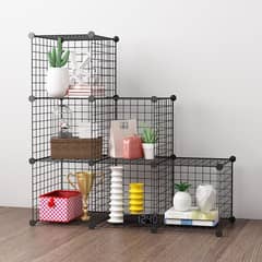 U BUY - Armario Organizador Metálico Negro 6 Cubos