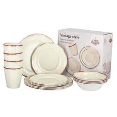CHEFCHOICE - Set 16 Piezas Juego De Vajilla Completo Loza Melamina Blanca Crema