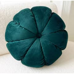 ANGELES DEL HOGAR - Cojín redondo Verde- terciopelo 45 cm de diámetro