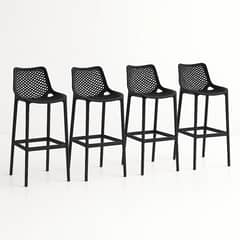 KLIK - Pack 4 Taburetes Sillas Piso Bar Altura con Respaldo Air Berlín Negros