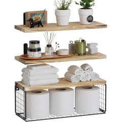 GENERICO - Repisas Flotantes De Madera con Estante Para Papel Café natural