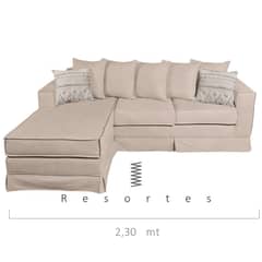 MUNDO LIVING - Sofá Seccional Intercambiable Provenza Beige con Resortes y Faldón