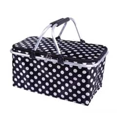AUCKLAND OUTDOOR - Bolso Termico Plegable Puntos Negros Cooler Canasta Picnic