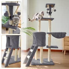 KOBA - Rascador Gato Torre Arbol Con Hamaca Yute Bola 138cm Marengo