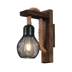 HB LEDS - Pack 5 Apliqué Madera Con Pantalla de Rejilla E-27 Ampolleta Cálida