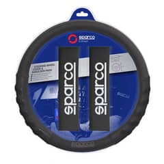 SPARCO - Cubre Volante y Cubre Cinturón Auto Negro Universal