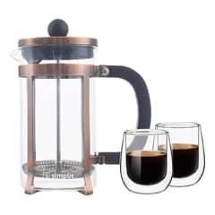 SIMPLIT - Pack Cafetera Francesa 600 ml + Set 2 Tazas 80 ml