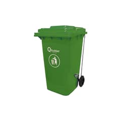QRUBBER - Basurero Contenedor Basura 240 lts. con pedal verde
