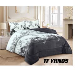 GENERICO - Cubrecama de Invierno Plush con chiporro 2 plazas Gris rosas