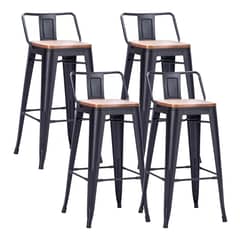 GENERICO - Pack de 4 Taburetes Piso Metal Tolix Asiento de madera 76 cm - Negro