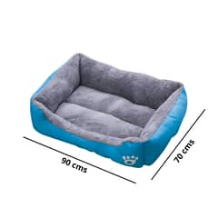 CRUSEC - Cama para Perros Gatos Mascotas 90x70 Azul