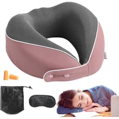 AIZO - Almohadilla Viaje Memory Foam 360° Portátil Funda Rosa