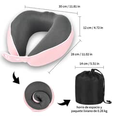 AIZO - Rosa Almohada De Cuello Para Viaje Trabajo Con Bolsa