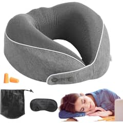 AIZO - Gris Almohada De Cuello Para Viaje Trabajo Con Bolsa