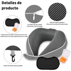 AIZO - Gris Almohada De Cuello Para Viaje Trabajo Con Bolsa