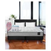 LATAM HOME - Combo Cama Cannon 2 Plazas+2 Almohadas+Sabanas+Respaldo Tela Negro