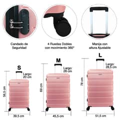 INSPIRACCI - Set de Maletas Rigidas Danubio S-M-L Rosada-