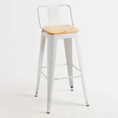 GENERICO - Taburete Tolix metal con asiento de madera 66 cm - Blanco