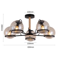 LAMPARASHOME - Lámpara De Techo Colgante Iluminación Moderna 5 Luz E27 Negro Y ámbar