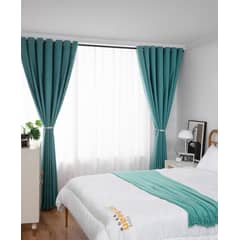 ANGELES DEL HOGAR - Cortina Blackout 2 Paños medias 140 cm x 230 cm Turquesa