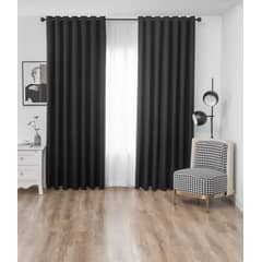 ANGELES DEL HOGAR - Cortina Blackout 2 Paños medias 140 cm x 230 cm Negro