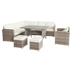 ELEMENT DESIGN - Juego de Comedor de Terraza Riviera 9 Personas - Beige/Gris