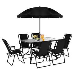 ELEMENT DESIGN - Juego de Comedor y Terraza de 6 Personas Negro