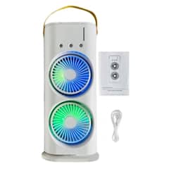 GENERICO - Ventilador Enfriador Doble Difusor Giratorio Led Portáti