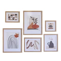 DECO EXPRESS - Set 6 Cuadros decorativos Wood-boho café