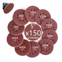 EVERSO - 150 Disco De Lijas Con Velcro 8 Agujeros 5 125mm P60-600