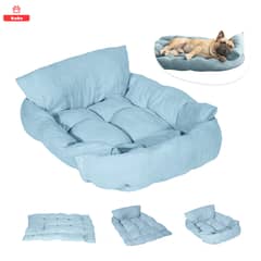 KOBA - 3 En 1 Cama Antiestres Perros Gatos Lavable 78x62cm Celeste
