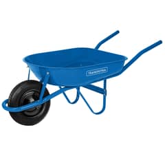 TRAMONTINA - Carretilla de Mano con Caja Rasa Metálica Azul 50 L, Brazo Metálico e Llanta con Cámara