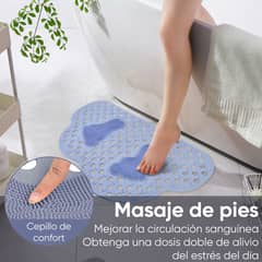 AIZO - Alfombra baño antideslizante cabezal cepillo masaje 80x50cm
