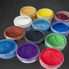 BIGBAMSPACE - Kit 12 Pigmentos Polvo Perlado Para Resina 50 Gr Cada Uno - Negro