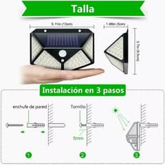 MICRO - Luminaria de seguridad solar para jardín exterior 4 piezas