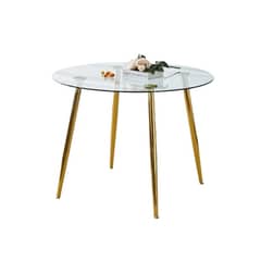 HABITA2 CHILE - Mesa de comedor de vidrio Minimalista Dorado - 80 cm