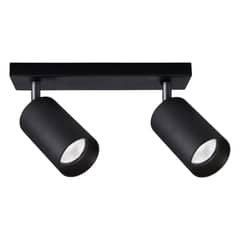 WANT - Aplique 2 Foco Cilindro Negro Luz Fría GU10 Moderno