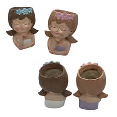 GENERICO - Set 2 Maceteros Decorativos Niña Vintage Con Floresestilo