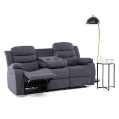 VYS SPA - SOFA RECLINABLE SANTI GREY 3 CUERPOS CON POSAVASOS